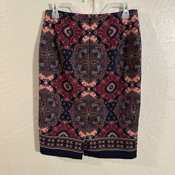 Talbots Kaleidoscope Paisley Multicolored Zip up 90’s Style Midi Pencil Skirt - Picture 6 of 9